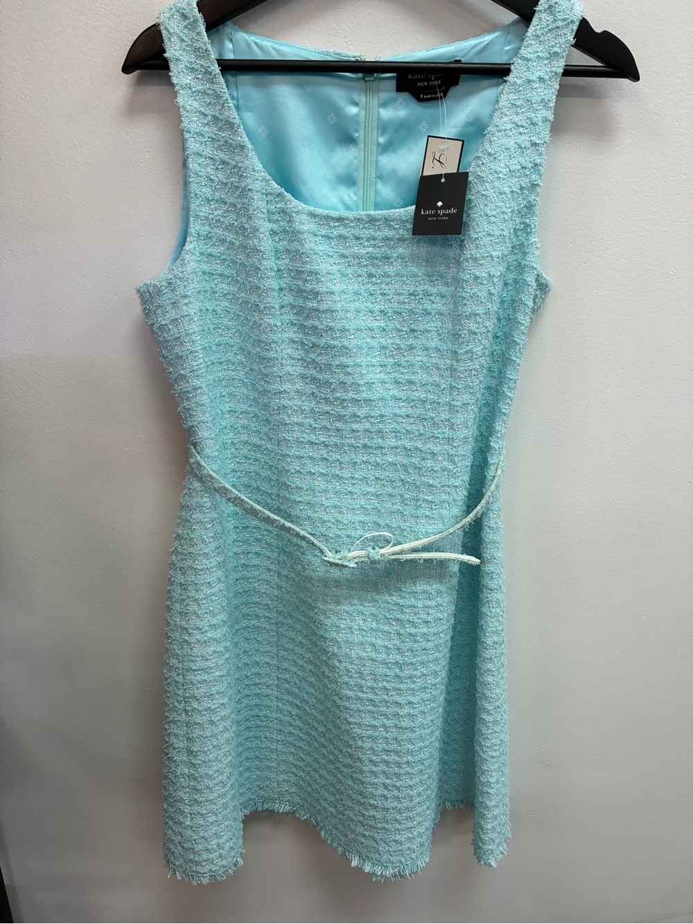 kate spade NWT Aqua Tweed Sleeveless Belted Dress